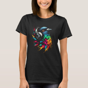 Coola Pigeon Art för Music Älskare-julafton Birthd T Shirt