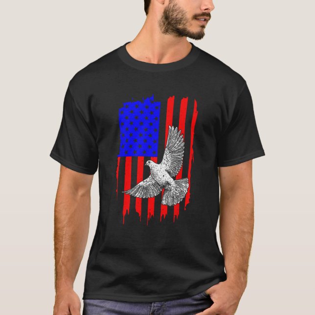 Coola Pigeon Design Manar Women Patriotic US Flagg T Shirt (Framsida)