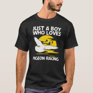 Coola Pigeon Tävla för Boys Kids Homing Pigeon Rac T Shirt