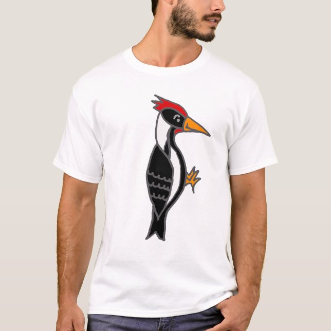 Coola Pileed Woodpecker Natur Design T Shirt (Framsida)