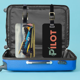 Coola Pilottypografi & raket,Roligt,Enkel luftfart Bagagebricka