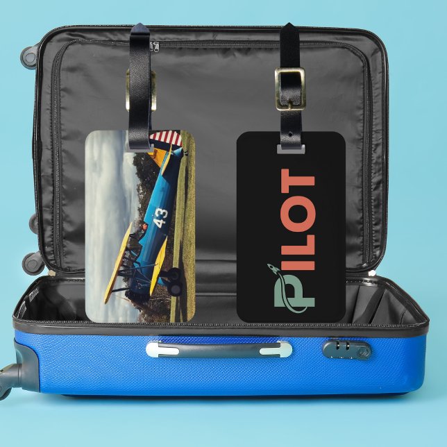 Coola Pilottypografi & raket,Roligt,Enkel luftfart Bagagebricka (Skapare uppladdad)