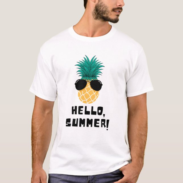 Coola Pineapple Hej Summer Art T Shirt (Framsida)
