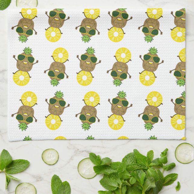 Coola Pineapple Killen Rolling på en anas Ring Kökshandduk (Vikta)