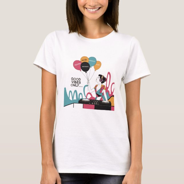 Coola PIP Art av en dj-flicka T Shirt (Framsida)