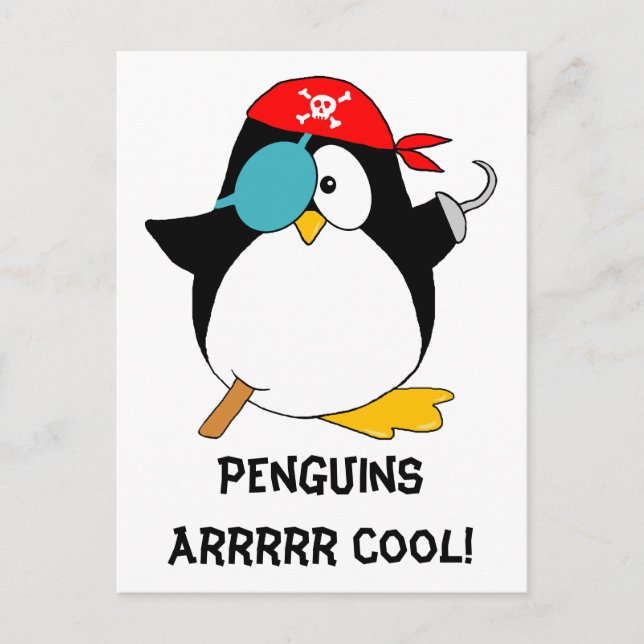 Coola Pirat Penguin Vykort (Framsida)