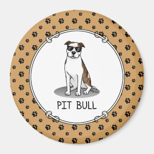 Coola Pit Bull and Sunglass (lt brindle white 3) Magnet