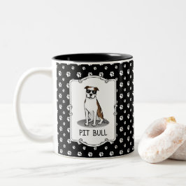 Coola Pit Bull and Sunglass (lt brindle white 3) Två-Tonad Mugg