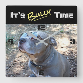 Coola Pitbull Bully Time Wall Clock Fyrkantig Klocka