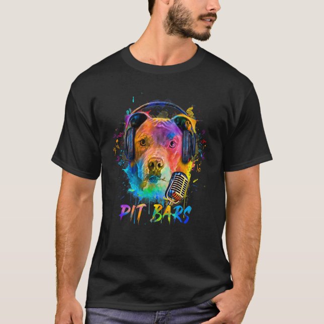 Coola Pitbull Rapper Hund Music Fläkt T Shirt (Framsida)