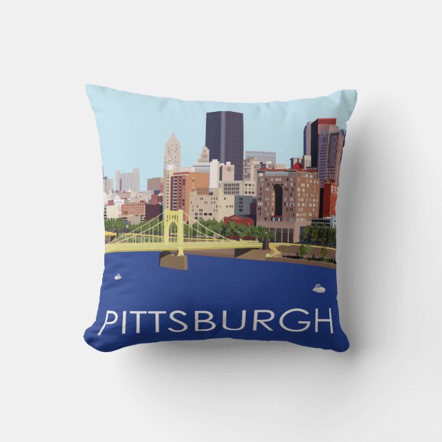 Coola Pittsburgh Skyline Computer Illustration Kudde (Framsida)