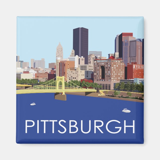 Coola Pittsburgh Skyline Computer Illustration Magnet (Framsidan)