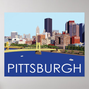 Coola Pittsburgh Skyline Computer Illustration Poster