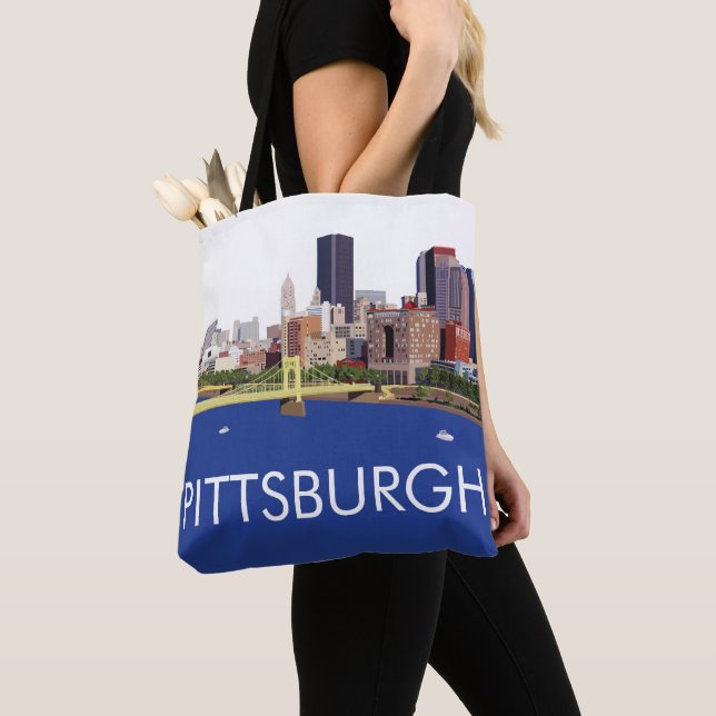 Coola Pittsburgh Skyline Computer Illustration Tygkasse (Närbild)