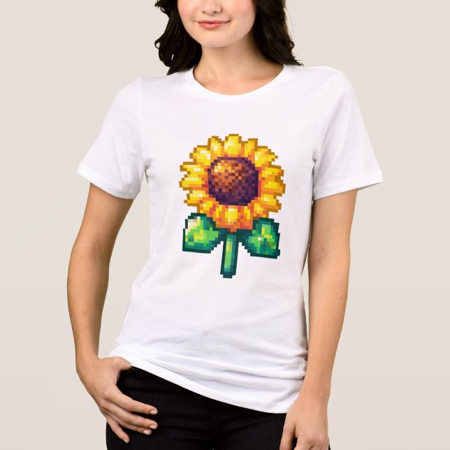 Coola Pixel Art Solros T Shirt (Framsida)