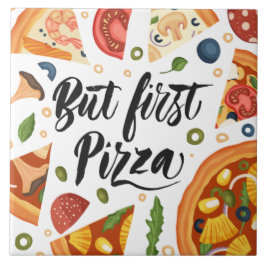 coola pizza älskare grafik och ord art kakelplatta