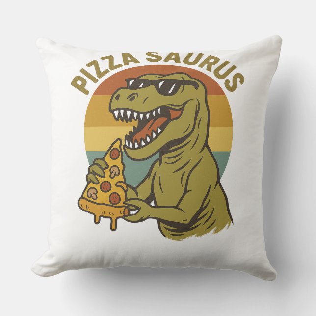 Coola Pizza Dino i Retro Stil Kudde (Framsida)