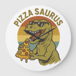 Coola Pizza Dino i Retro Stil Stor Klocka