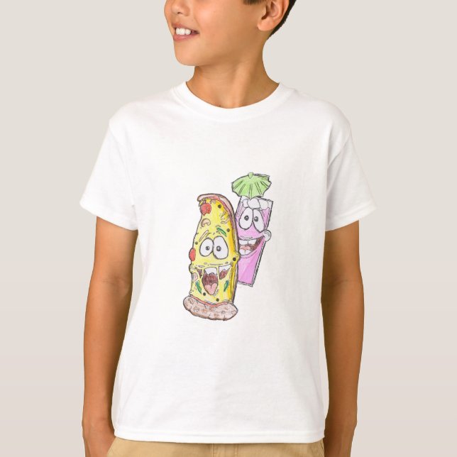 Coola Pizza & Ice Cocktail Drink T Shirt (Framsida)