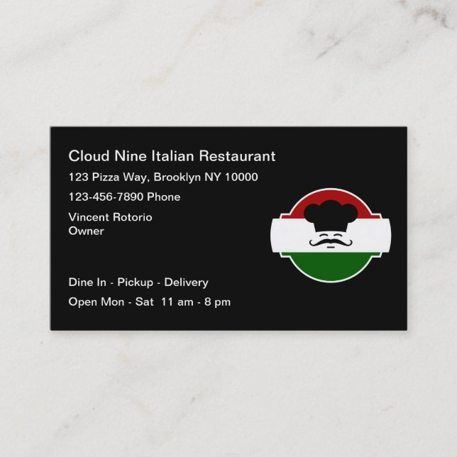 Coola Pizza Italienska Restaurang-Affärskort Visitkort (Framsida)
