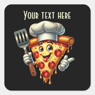 Coola pizza party älskare lägg till text fyrkantigt klistermärke
