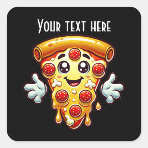 Coola pizza party älskare lägg till text fyrkantigt klistermärke