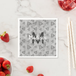 Coola pizza slice vintage svartvit grått Monogram Pappersservett