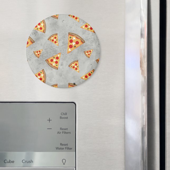 Coola pizza slices vintage grått mönster magnet (In Situ (Fridge))