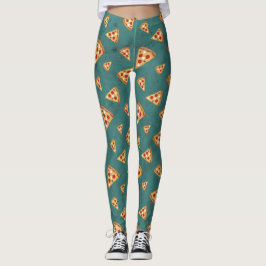 Coola pizza slices vintage teal mönster leggings