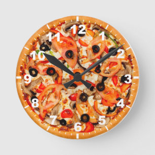 Coola pizza struktur väggklocka
