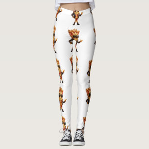 Coola pizzabitmaskotar i läderjacke konst leggings