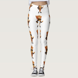 Coola pizzabitmaskotar i läderjacke konst leggings