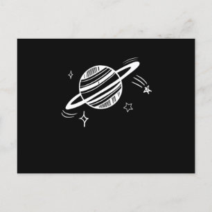 Coola Planet Saturn Orbit Teckning Rymden Galax Vykort