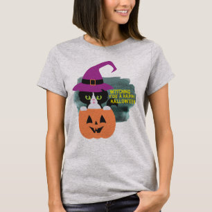 Coola Play på Ord Halloween Witch Black Cat T Shirt