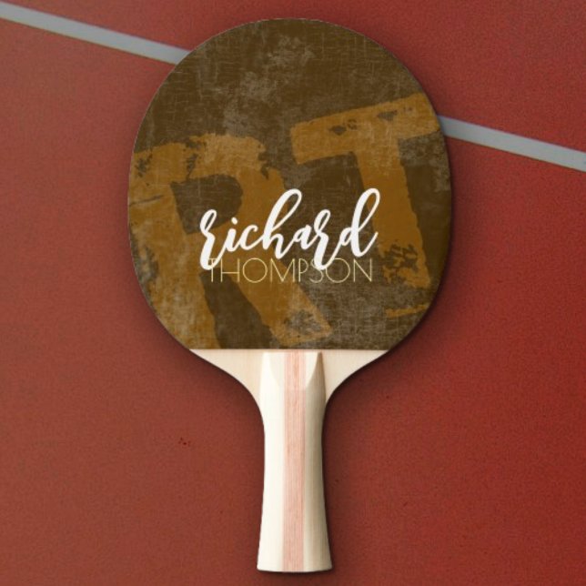 Coola Player Monogram (namn & initialer) åldras br Pingisracket (Skapare uppladdad)
