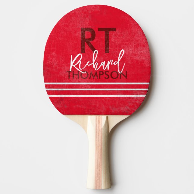 Coola Player Monogram (namn + initialer) på åldras Pingisracket (Framsidan)