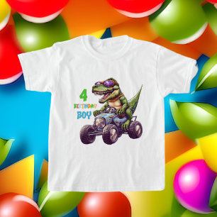 coola pojkar 4e födelsedagen dinosauaur förhistori t shirt