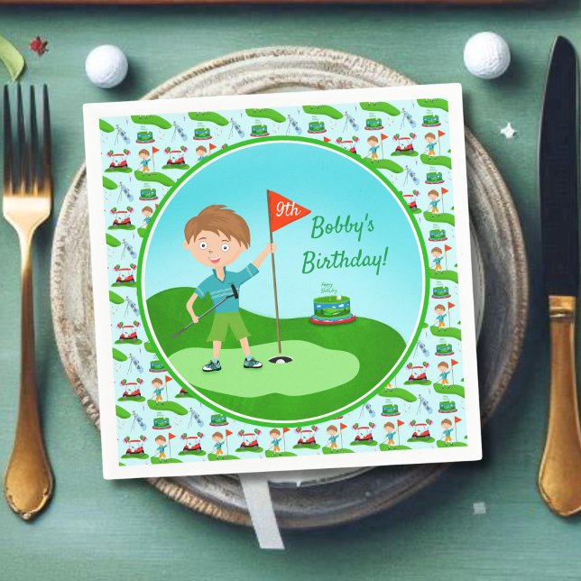 Coola pojkars golf-tema födelsedagsfest pappersservett (Skapare uppladdad)