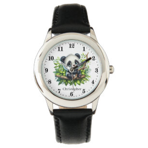 Coola pojkars panda björn älskare add namn armbandsur
