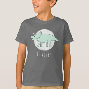 Coola Pojks Doodle Triceratops Dinosaur med Namn Tee