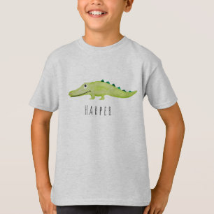 Coola Pojks vattenfärg Crocodile Safari med Namn T Shirt