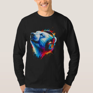 Coola Polar Bear Headphone Music Art Julbrant T Shirt