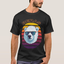 Coola Polar Bear Retro Sunset Surfing Vibes T Shirt