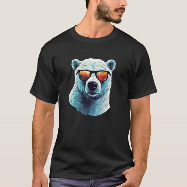 Coola Polar Björn med solglasögon T Shirt (Framsida)