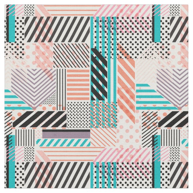 Coola Polka dots och Rand Retro Abstrakt Tyg (Närbild)