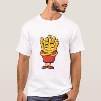 Coola pommes frites-karaktär med attityd t shirt