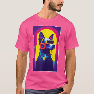 Coola Pop Art Cyber Punk Doberman Wearing Headphon T Shirt