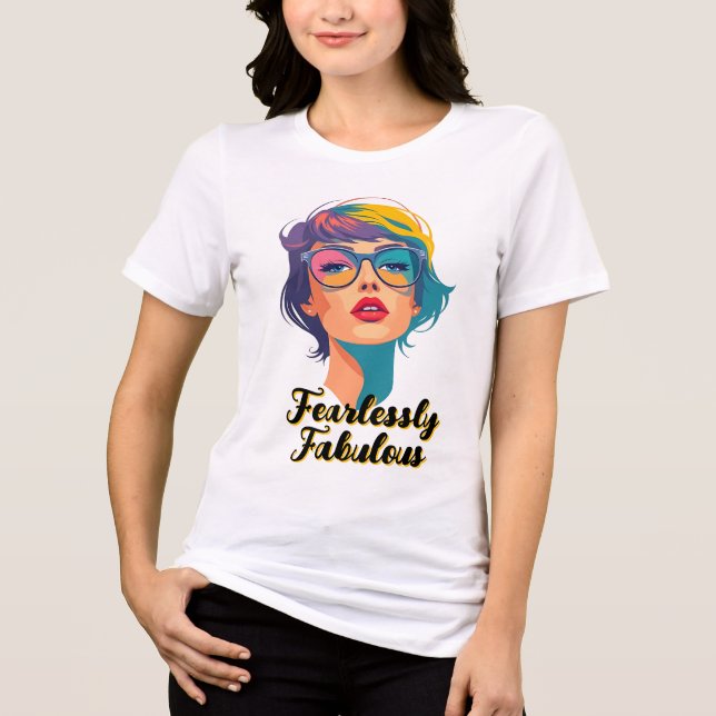 Coola Pop Art Mode Porträtt T Shirt (Framsida)