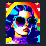 Coola Pop Art och Rand Vintage Solglasögon Poster<br><div class="desc">Gå tillbaka till fredens dagar, kärlek och blomsterkraften med denna fantastiska popkonst-skapelse. En fängslande psykedelisk flicka, som donerar ett par solglasögon från trendiget, skiner mot en bakgrund av det ikoniska stars och stripes. Med sitt djärva färg, sin kreativa vib och sin moderna popkonsdesign är biet ett måste för alla som...</div>