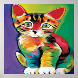 Coola popart-kattens heminredning poster